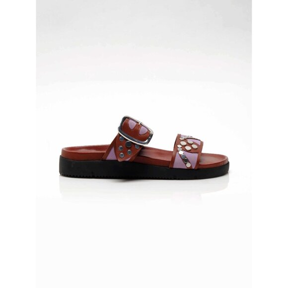 🎉LAST CHANCE🎉 FREE PEOPLE Revelry Studded Sandals / Brick + Lavender - Picture 9 of 12